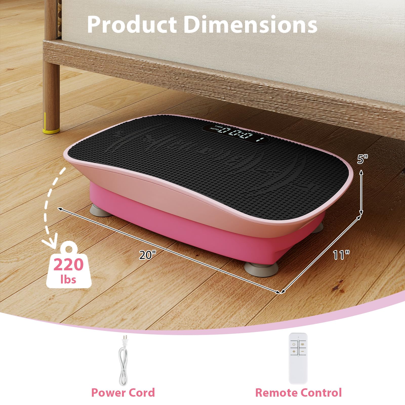 DORTALA Máquina de ejercicio con placa de vibración, plataforma vibratoria de fitness con control remoto, 10 velocidades, pantalla LED, tablero de máquina agitadora de entrenamiento de cuerpo completo