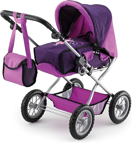 Miniatura 2 de Bayer Design Baby Doll Pram Combi Grande Set - Púrpura - Cochecito de muñeca convertible moderno con capazo extraíble