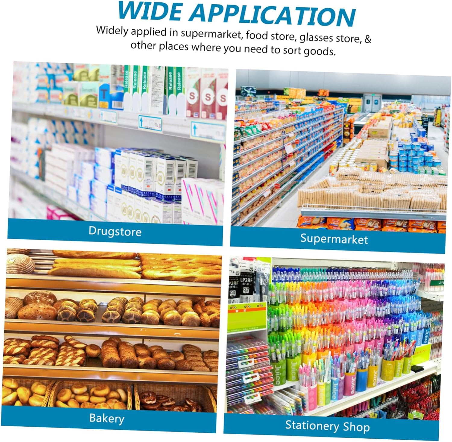 20pcs Partition Plate Storage Bookshelf Clear Shelves Clear Purses Shelf Spacers Shelves for Wall Riser Adhesive Shelves Pantry Store Separators Greeting Card Rack Stores Plastic