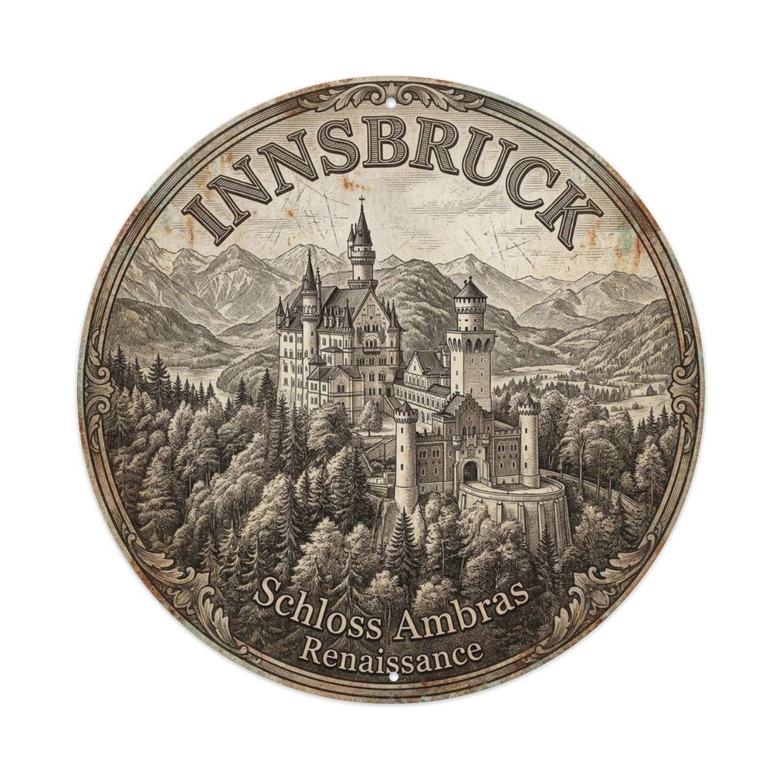 Innsbruck Tyrol Heritage Retro Destination Metal Tin Sign