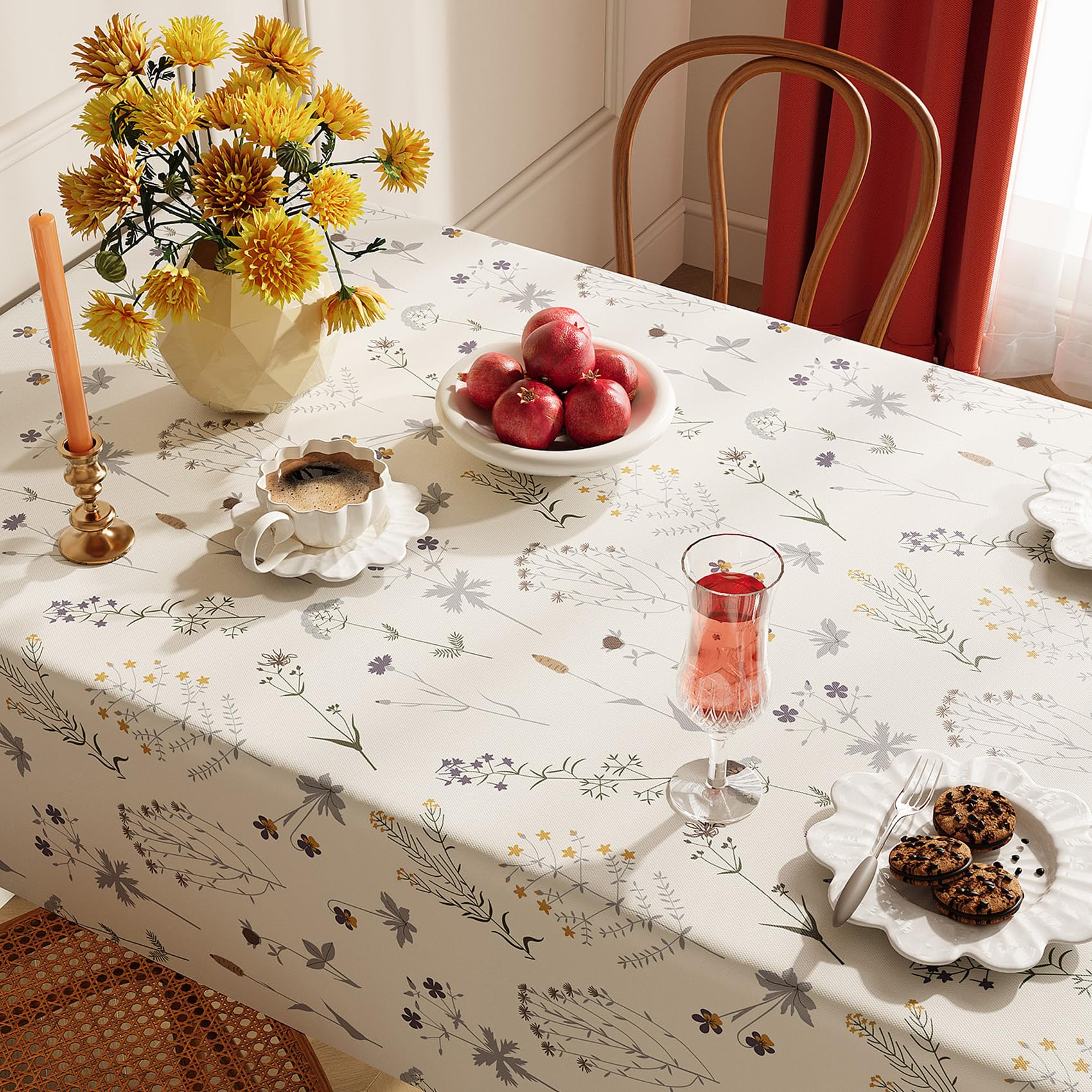 Tovaglia Plastificata Rettangolare Antimacchia Facile da Pulire | Elegante Copritavolo In Plastica 6 Posti Soggiorno e Cucina, Tovaglia in Tela Cerata PVC Con Bordino
