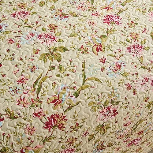 Miniatura 5 de MERRY HOME - Juegos de colcha de 3 piezas con 2 fundas de almohada, ropa de cama bohemia, reversible, suave y ligera (beige floral, Queen)