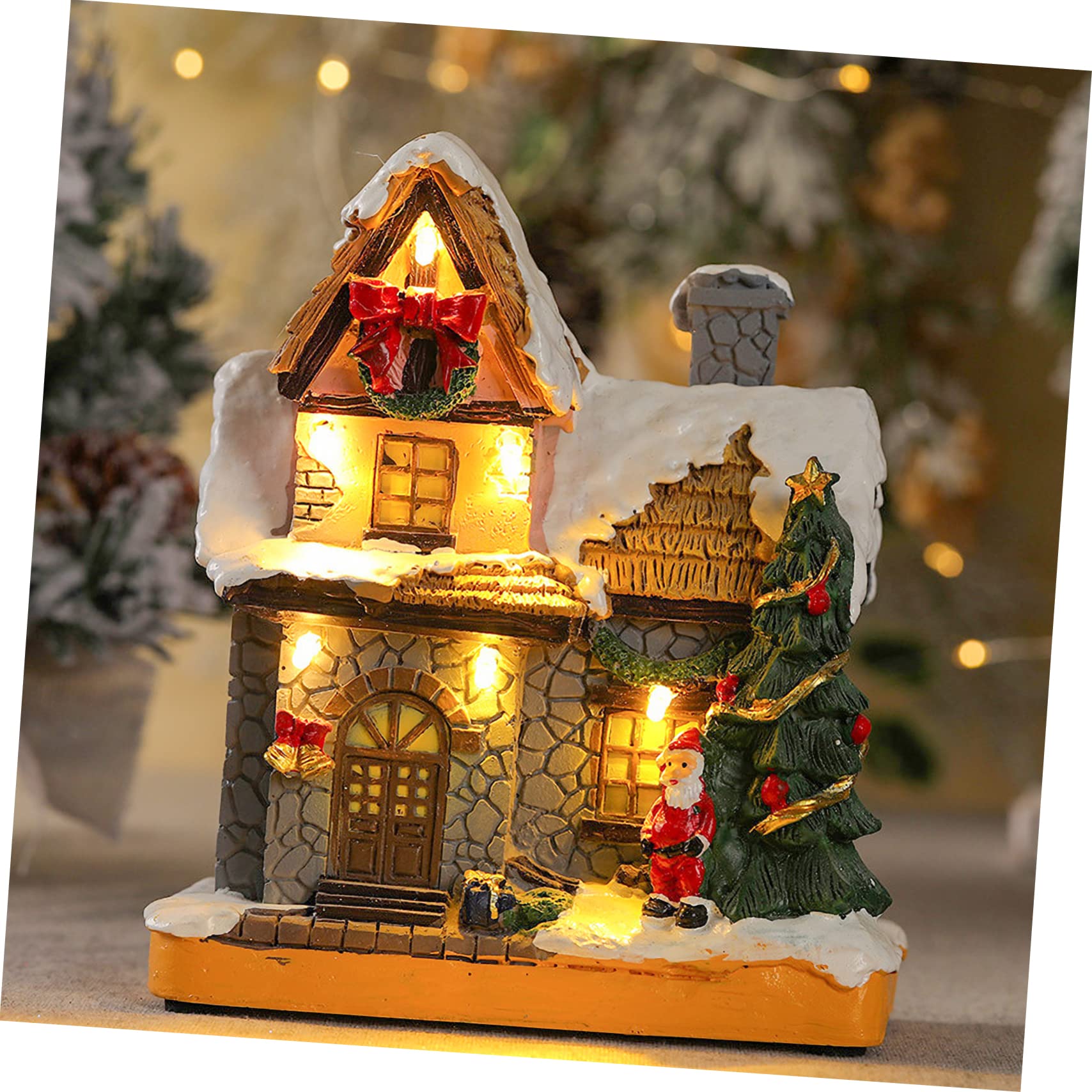 Casa Luminosa de Navidad de Resina Diseño Delicado en Forma de Casa para Adorno Navideño en Ventanas y Oficinas Generando Ambiente Festivo