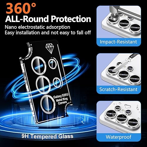 Vista 1003 de para Samsung Galaxy Z Flip 7 Protector de Lente de Cámara, Cubierta de Lente de Vidrio Templado con Anillo de Metal Individual, [Fuerte Adhesión] 1