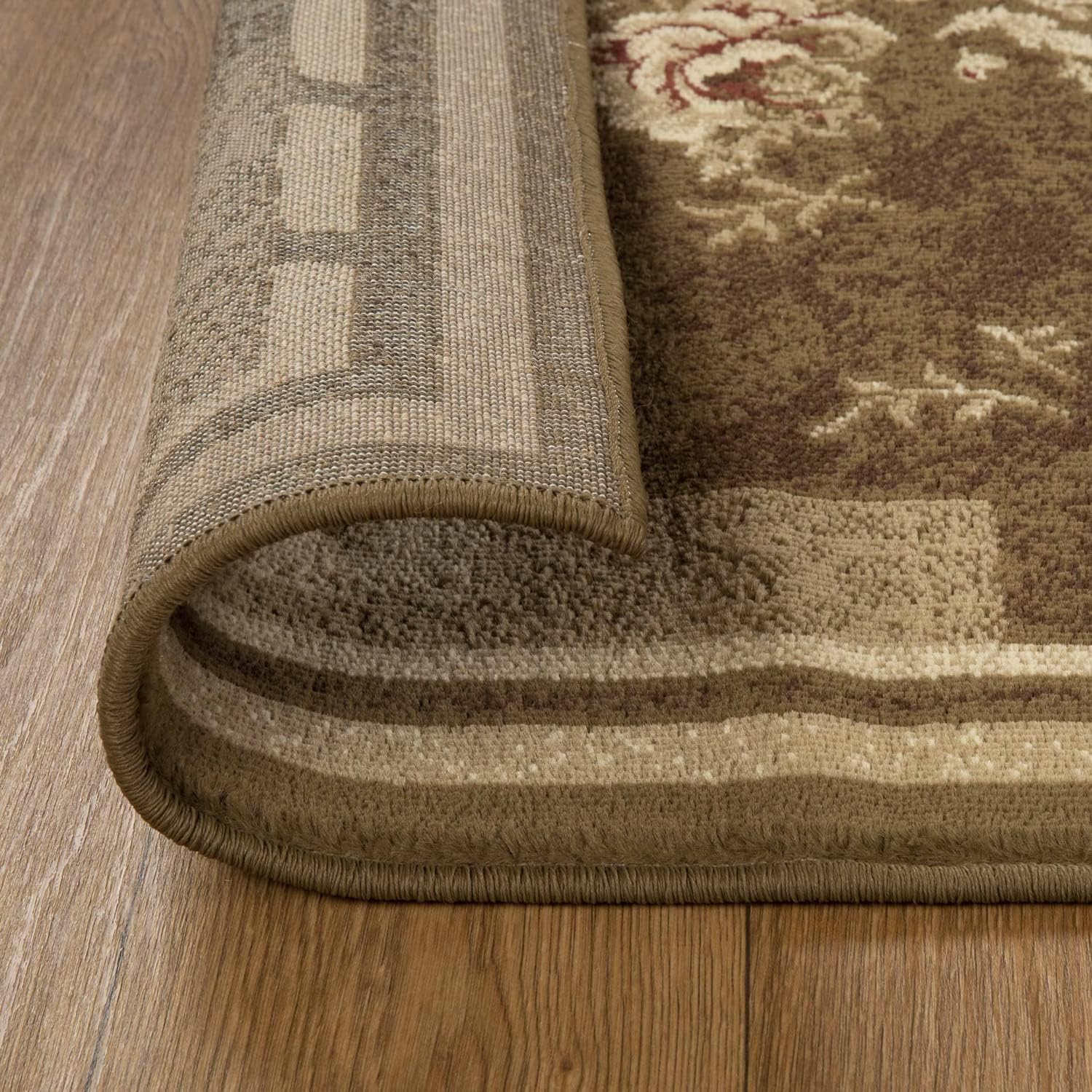 BNM Indoor Small Area Rug with Jute Backing, Great for Entryway, Living Room, Kitchen, Dorm, Bedroom, Hallway, Perfect for Hardwood Floors, Vintage Floral, 4' x 6', Mocha