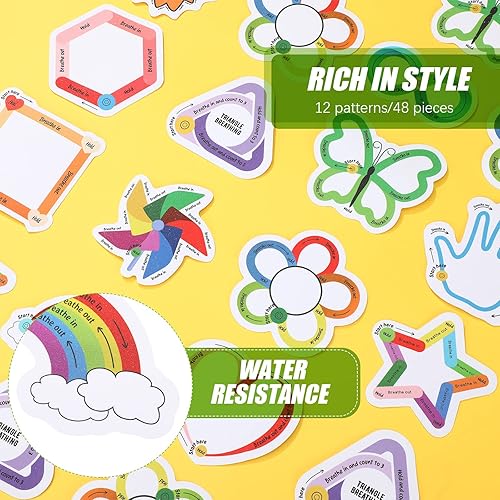 Miniatura 3 de 48 calcomanías sensoriales para ansiedad y aliento, 12 estilos de respiración, tiras texturizadas, tiras sensoriales adhesivas, escritorio, adultos,