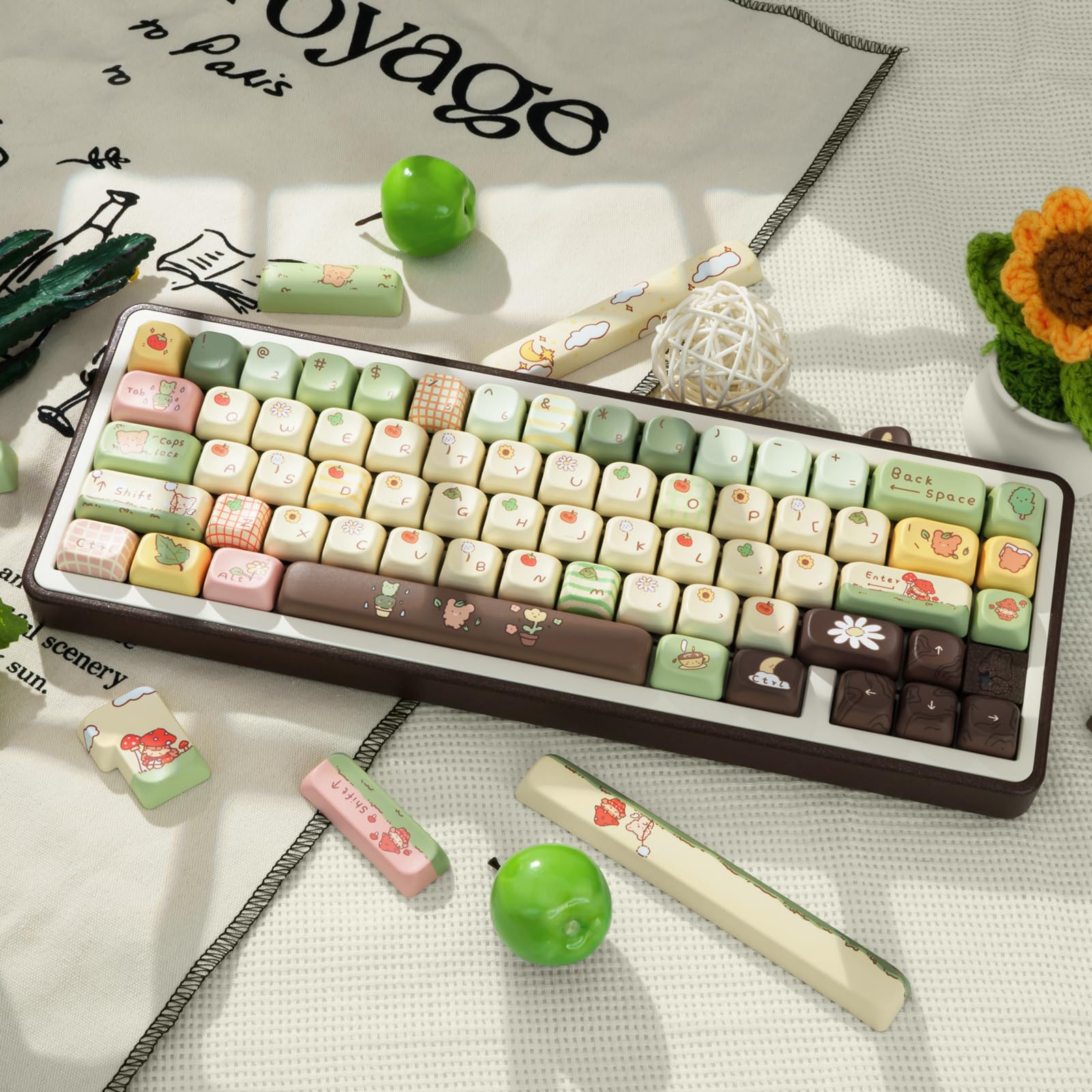 Niedliche Tastenkappen, Dickes PBT-Tastenkappen, FOA-Profil, 149 Tasten, Tastatur-Tastenkappen, Farbstoff-Sublimation-Tastenkappen, kompatibel mit 60%, 75%, 96%, 100% Cherry Gateron MX