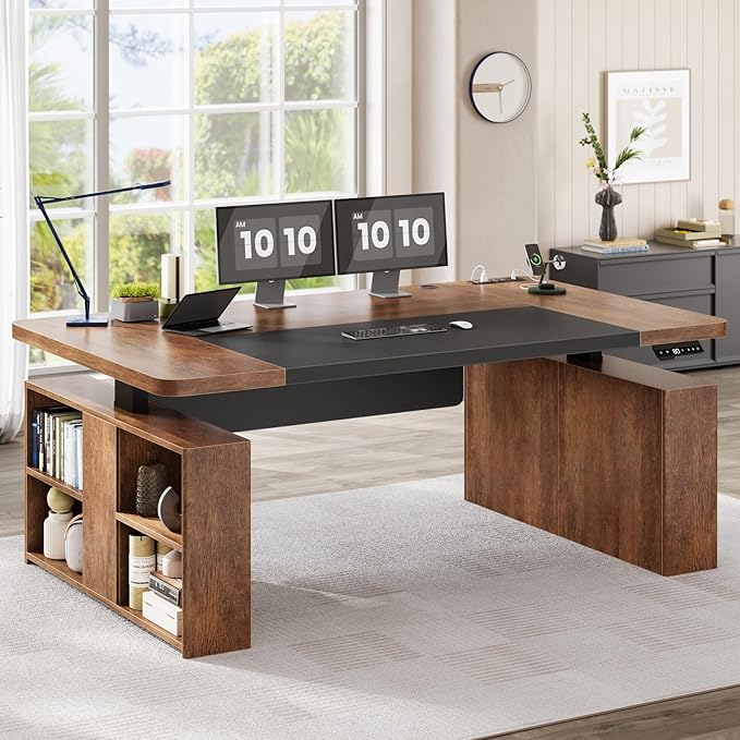 Escritorio Ajustable Electrico Standing Desk 160x70cm Marrón miniatura 9