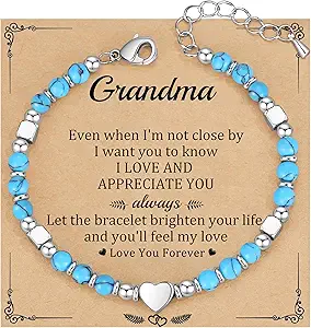 Christmas Gifts for Women, Stocking Stuffers for Teens Beaded Bracelets for Women Gifts for Mom Christmas Gift Mothers Day Gift for Grandma Daughter Bonus Mom Nature Stone Bead Bracelet Graduation Jewelry for Her 2026