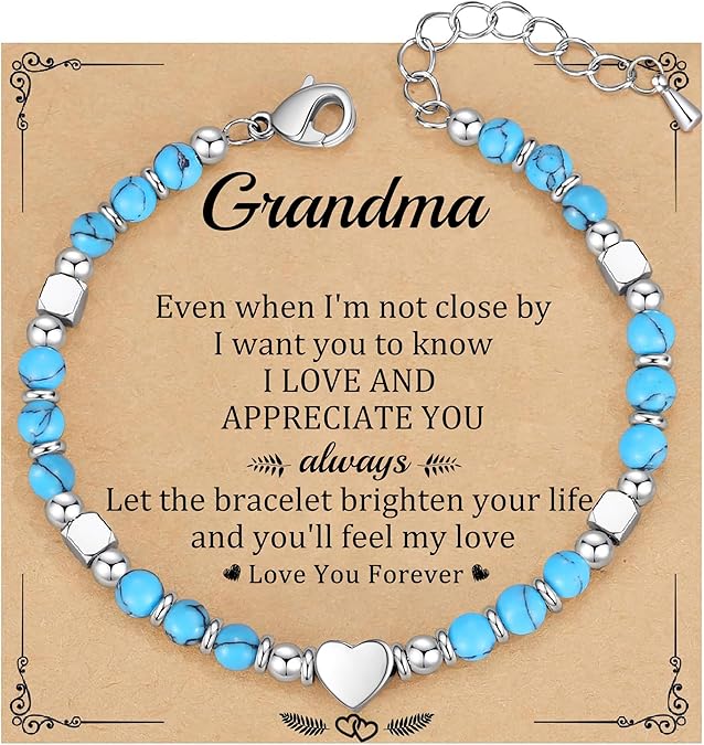 Christmas Gifts for Women, Stocking Stuffers for Teens Beaded Bracelets for Women Gifts for Mom Christmas Gift Mothers Day Gift for Grandma Daughter Bonus Mom Nature Stone Bead Bracelet Graduation Jewelry for Her 2026