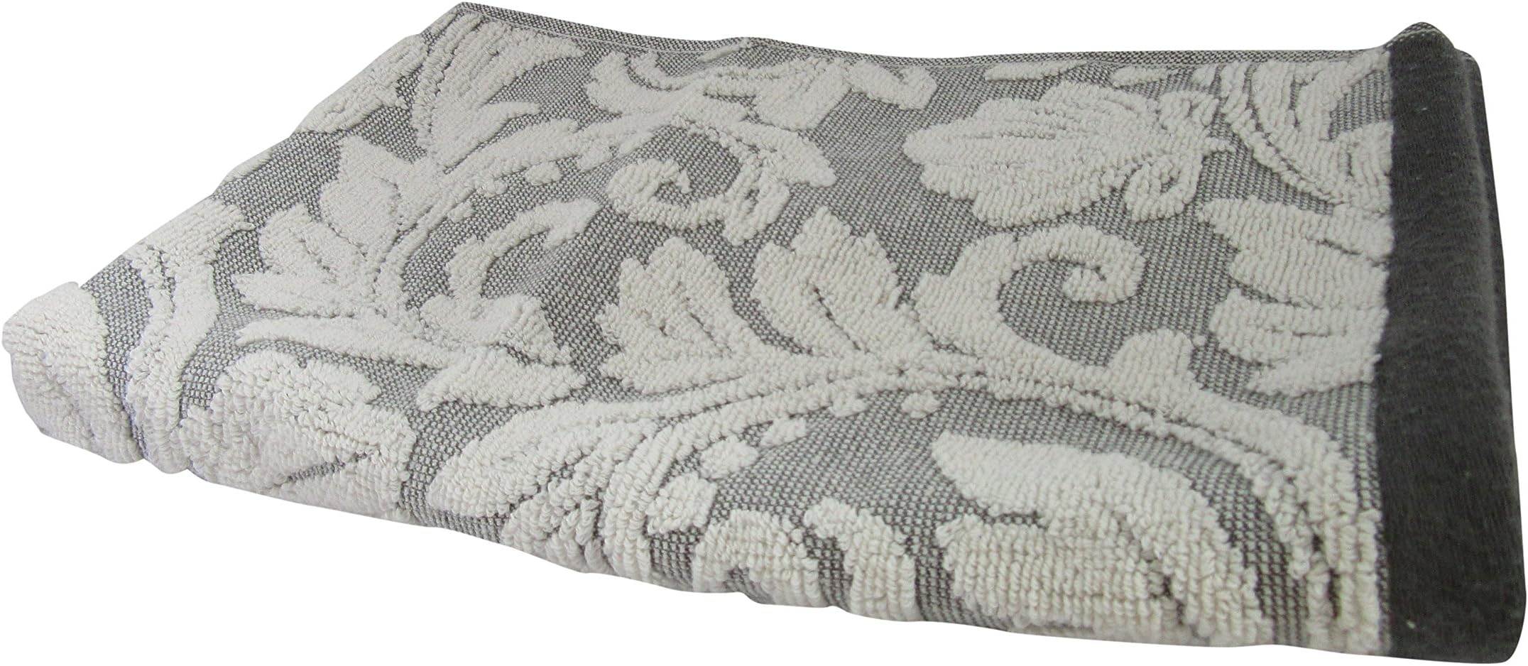 Luxury Living Collection Blenheim Jacquard Towel 100% Extra Soft Turkish Cotton 650 GSM Thick Towelling With Floral Pattern in Grey - Hand Towel