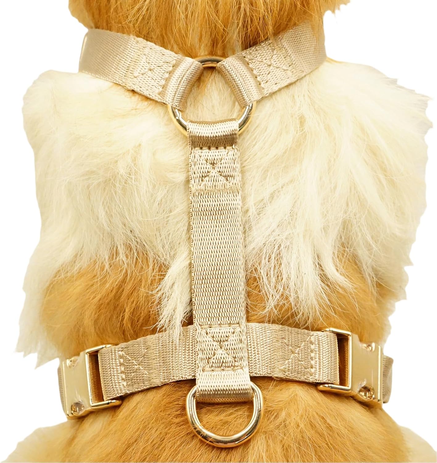 Nylon No Pull Dog Harness with Gold Metal Buckles,Easy Walking and Training Dog Harness (Tan, S)