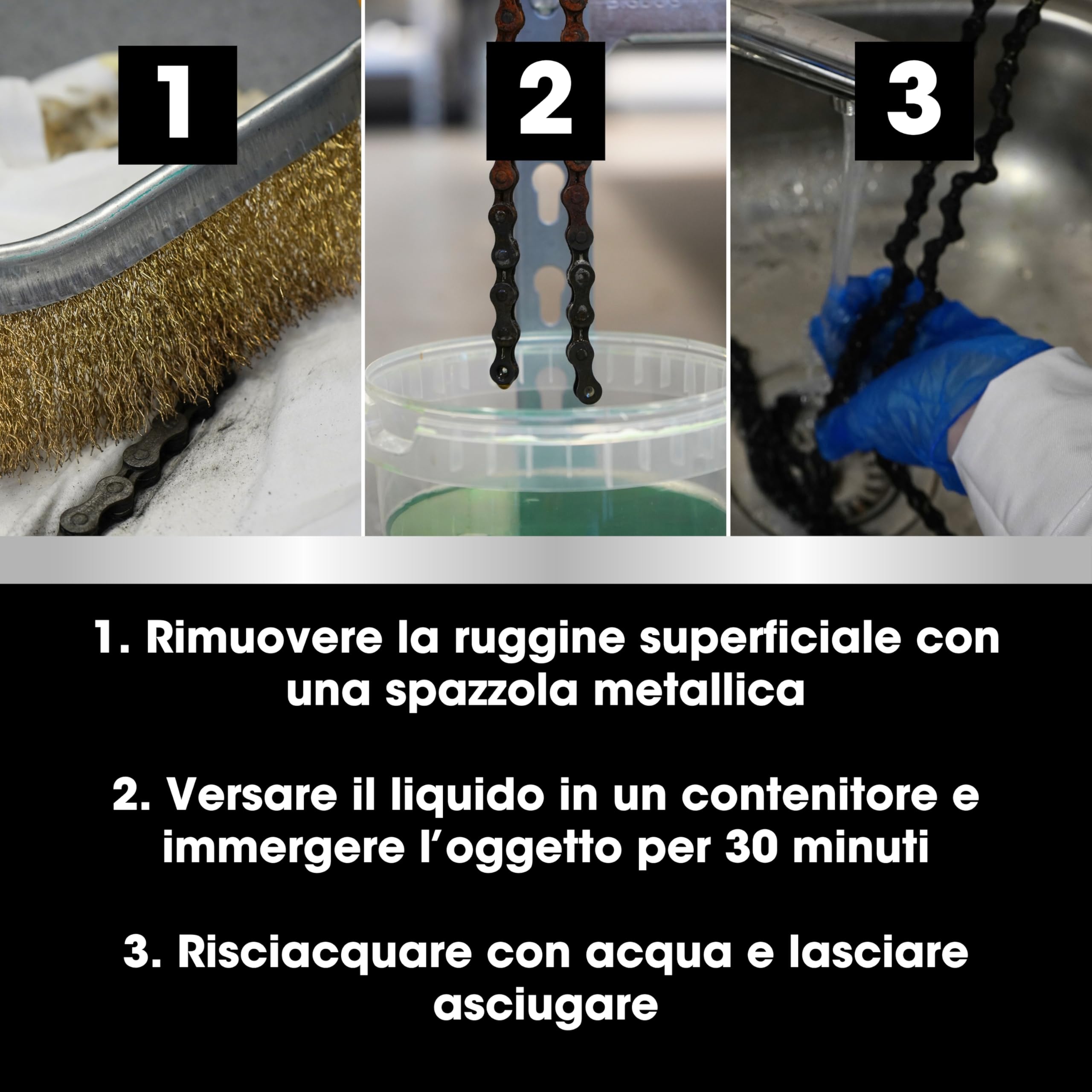 Furniture Clinic Rimozione ruggine per metallo – Liquido Dip Deruster – 1 litro – Trattamento efficace di rimozione, sicuro per tutti i metalli – facile da usare, soluzione resistente