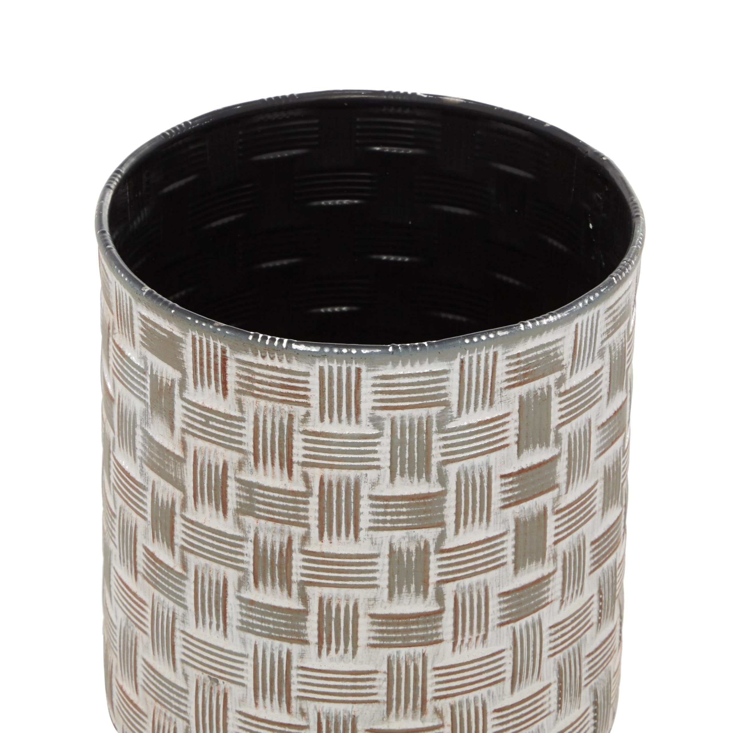 Metal Living Room Decorative Jars Decorative Container with Weave Inspired Pattern, Set of 2 Jar with Lid 9