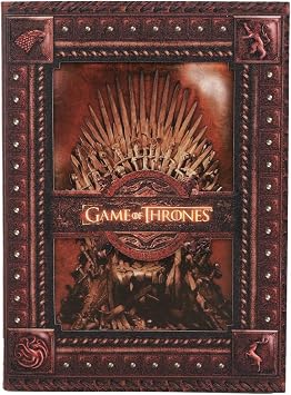 Ebros HBO Series Game of Thrones Iron Throne with Stag Lion Wolf Dragon Sigils Embossed Blank Page Journal 5x7 with Westeros Map Inside Covers Official GOT Book with Velvet Pouch and Gift Box