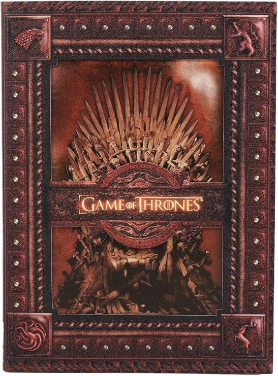 Ebros HBO Series Game of Thrones Iron Throne with Stag Lion Wolf Dragon Sigils Embossed Blank Page Journal 5x7 with Westeros Map Inside Covers Official GOT Book with Velvet Pouch and Gift Box