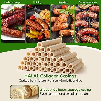 FAIRSKY Edible Smoked Collagen Sausage Casings 26mm,15m/49ft,1 Roll