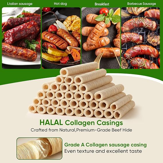 FAIRSKY Edible Smoked Collagen Sausage Casings 26mm,15m/49ft,1 Roll