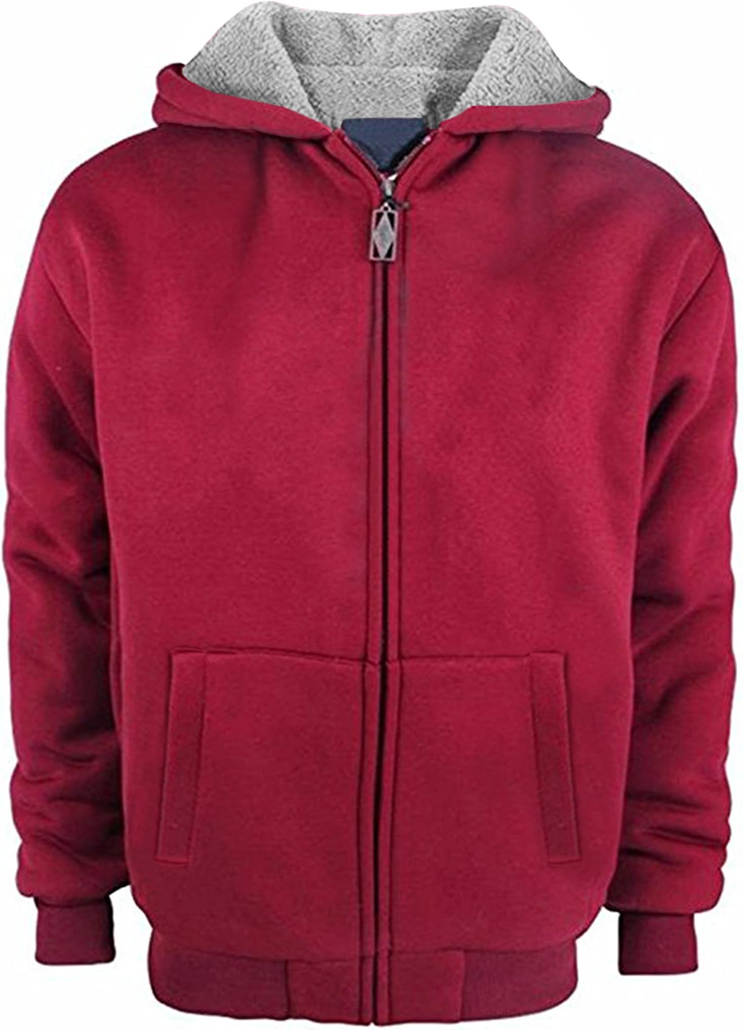 Mens Pull Zip Outdoor Warm Fleece Hoodie Jacket Red X-Large(Tag 4XL)