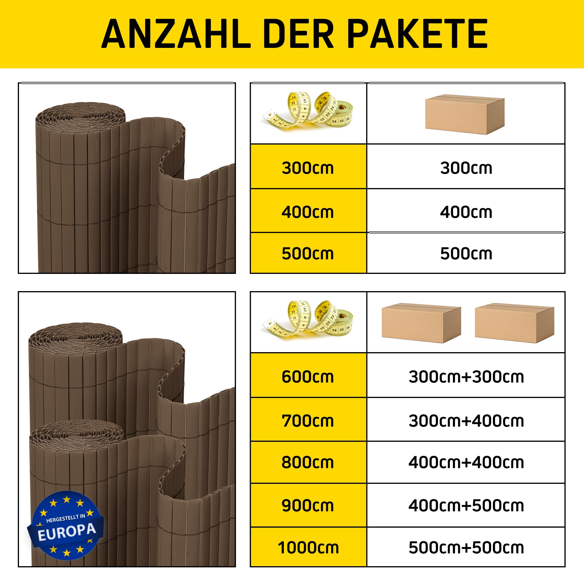 jarolift Canniccio in PVC Standard Recinzione Balcone Frangivista, Resistente ai Raggi UV Resistente alle Intemperie, Frangivento Protettivo per Giardino, Balcone, Terrazza, 100 x 1000 cm, Marrone