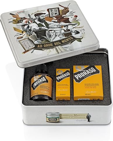 Proraso Set con Olio Barba 30 ml, Detergente Barba 200 ml, Balsamo 100 ml