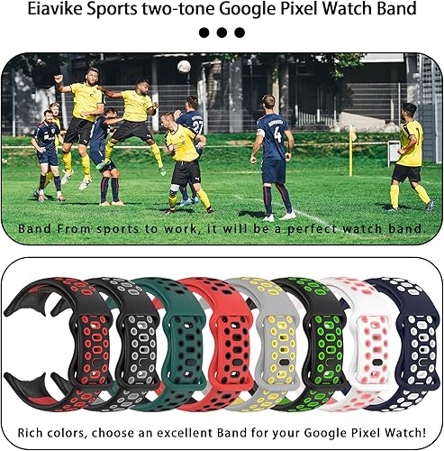 Miniatura 6 de Eiavike Compatible con Google Pixel Watch Band - Correa deportiva de silicona transpirable para reloj de repuesto para Google Pixel Watch 2022