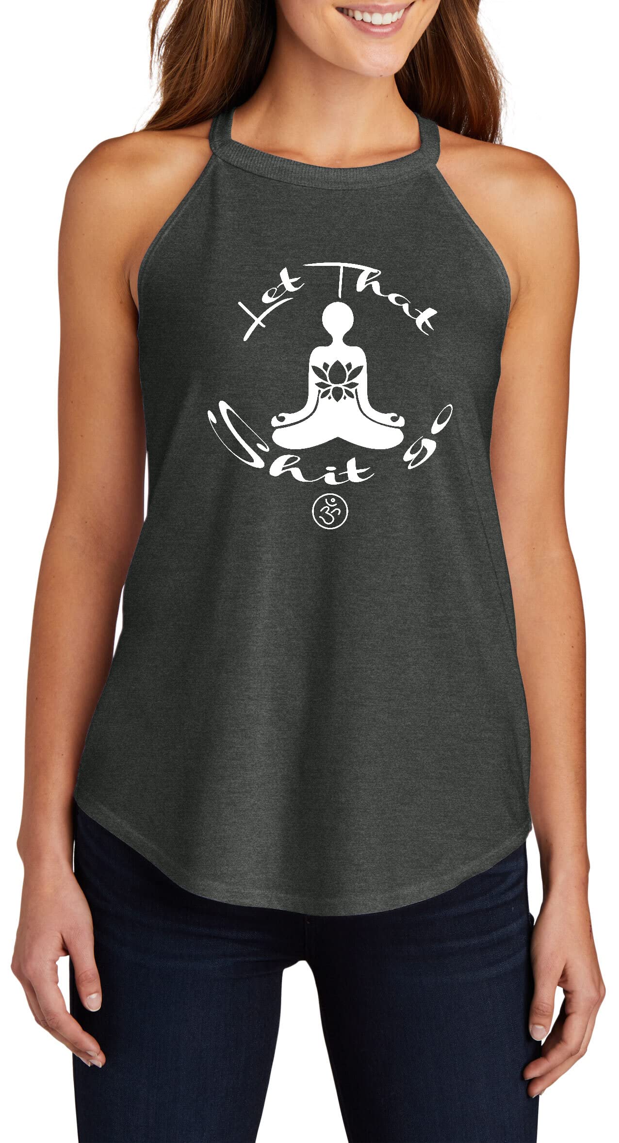 Comical Shirt Ladies Let That Shit go Yoga Graphic Rocker Tank Top