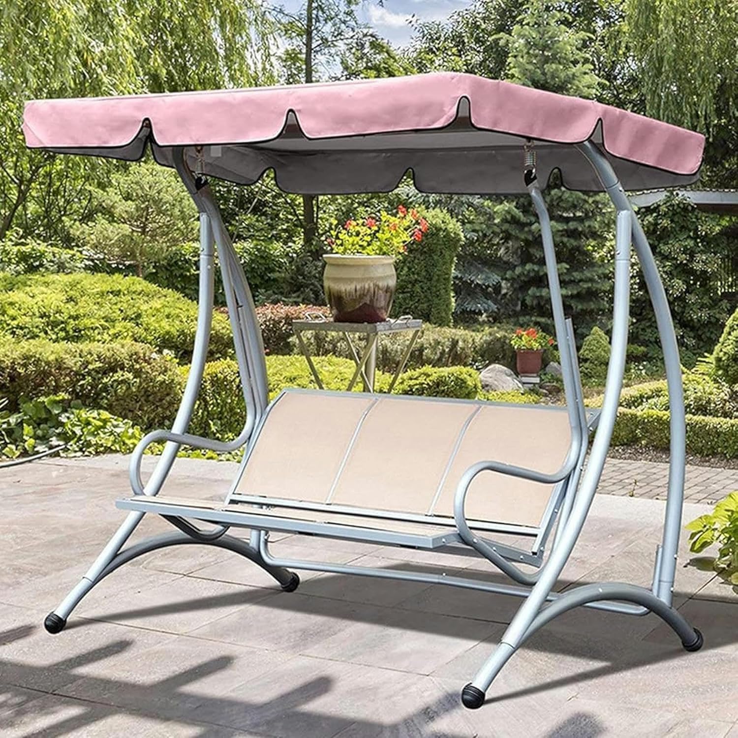 Garden Swing Replacement Canopy Cover, 2 Or 3 Seater Patio Hammock Cover Top Waterproof Anti-UV Canopy Swing Covers,210D Oxford Cloth Outdoor Swing Roof (Size:75x52x6inch/190x132x15cm,Color:Navy Blue)