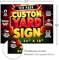 Vista 5 de Paquete de 10 letreros personalizados de 24"x18" para patio con estacas, letreros personalizados para exteriores, letreros corrugados de impresión a