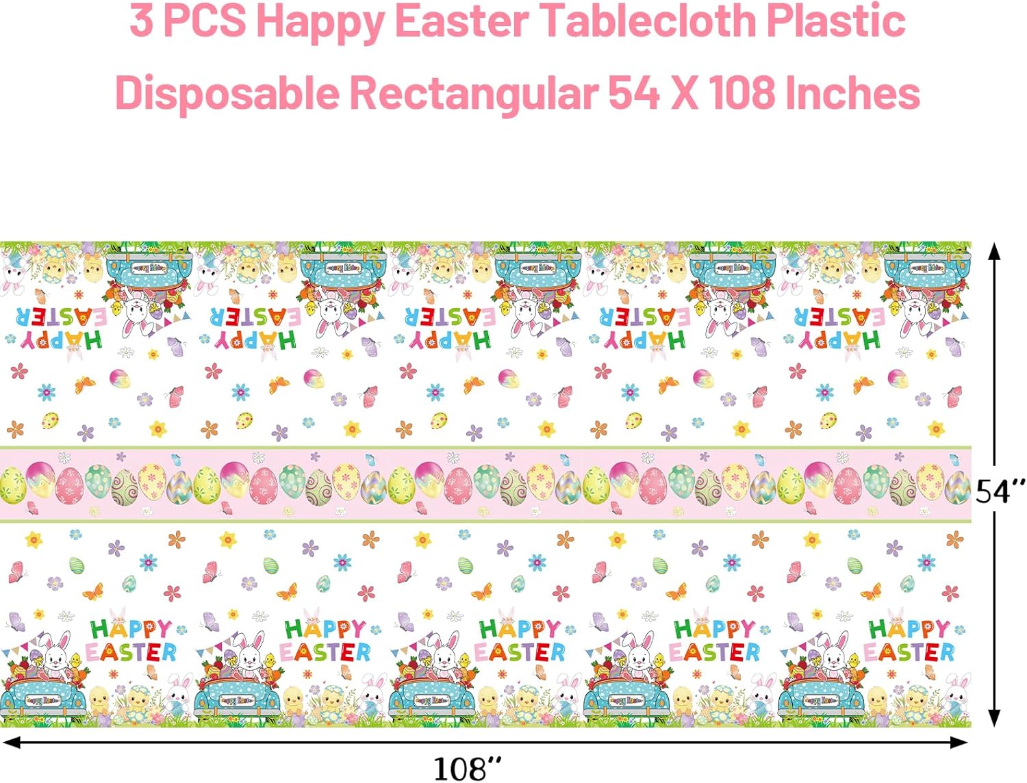 ceiba tree Easter Tablecloths Disposable Plastic 3 PCS Tablecloth Spring Party Supplies Table Decorations Decor 108 X 54 inch