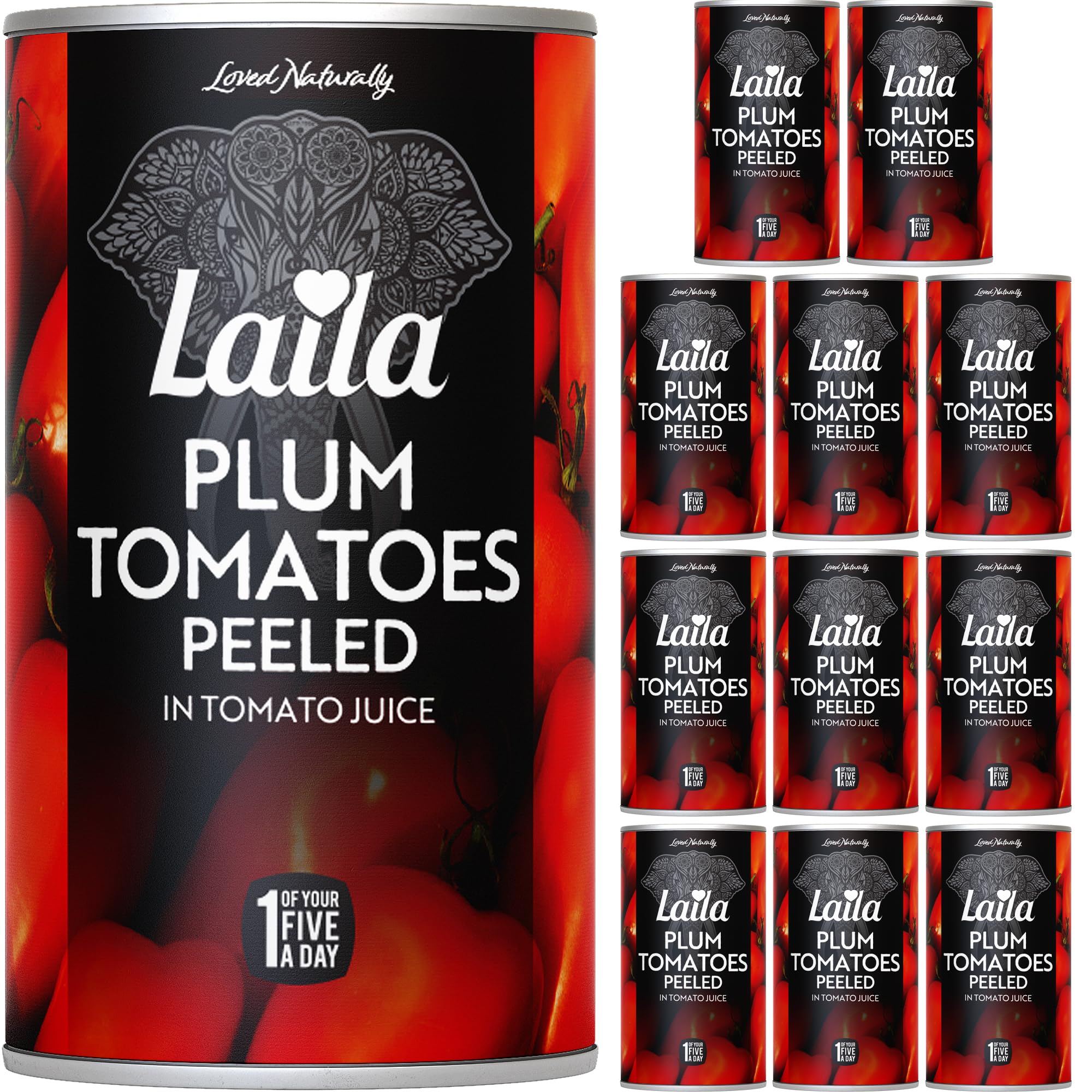 Laila Italian Peeled Plum Tomato, 400g (Pack of 12)