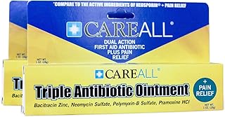 (2 Pack) CareALL 1oz Triple Antibiotic Ointment + Pain Relief, Dual Action Maximum Strength First Aid Ointment Sooths and Heals Painful Minor Scratches and Wounds and Prevents Infection
