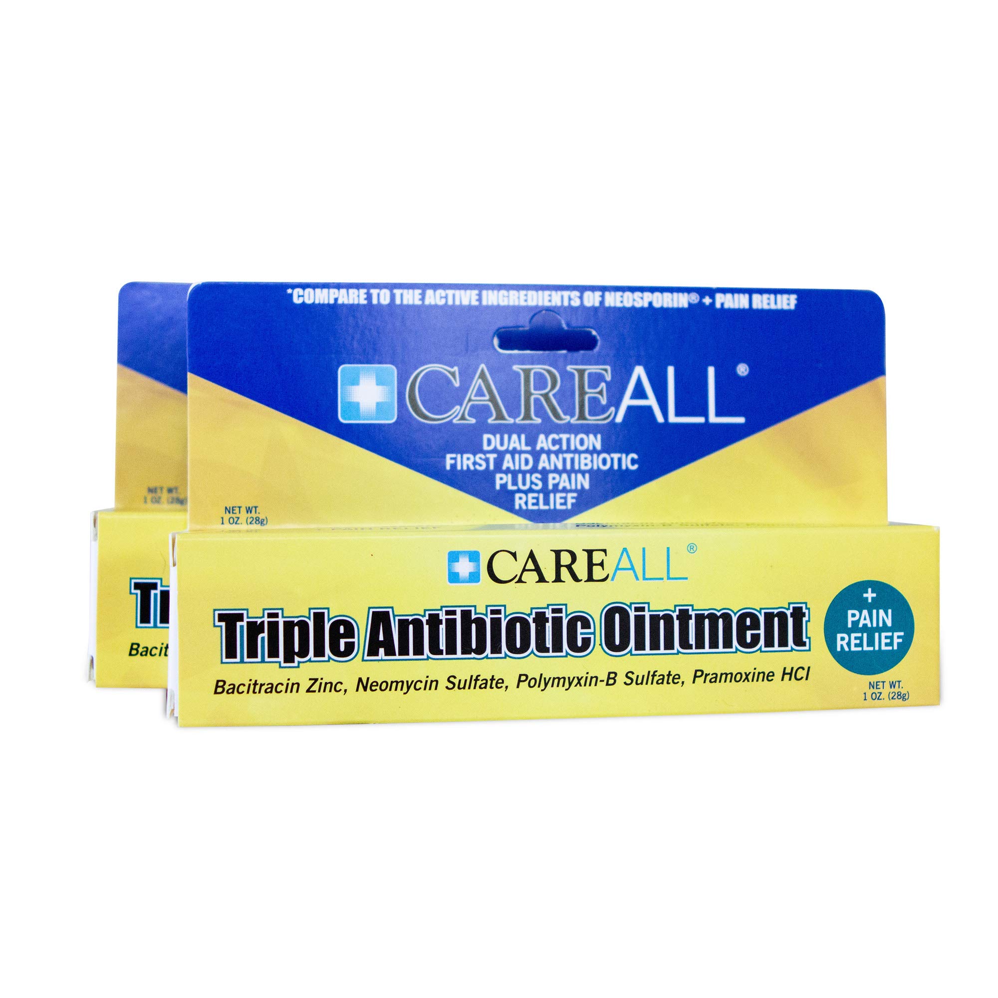 (2 Pack) CareALL 1oz Triple Antibiotic Ointment + Pain Relief, Dual
