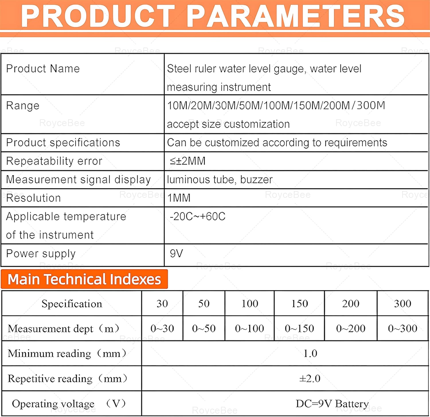 98.5 Feet Water Level Meter 0.98 Inch Probe Diameter Groundwater Level Measuring Instrument with Fixed Probe and Steel Tape for Wells Boreholes Reservoirs and Pipes 50m/164ft