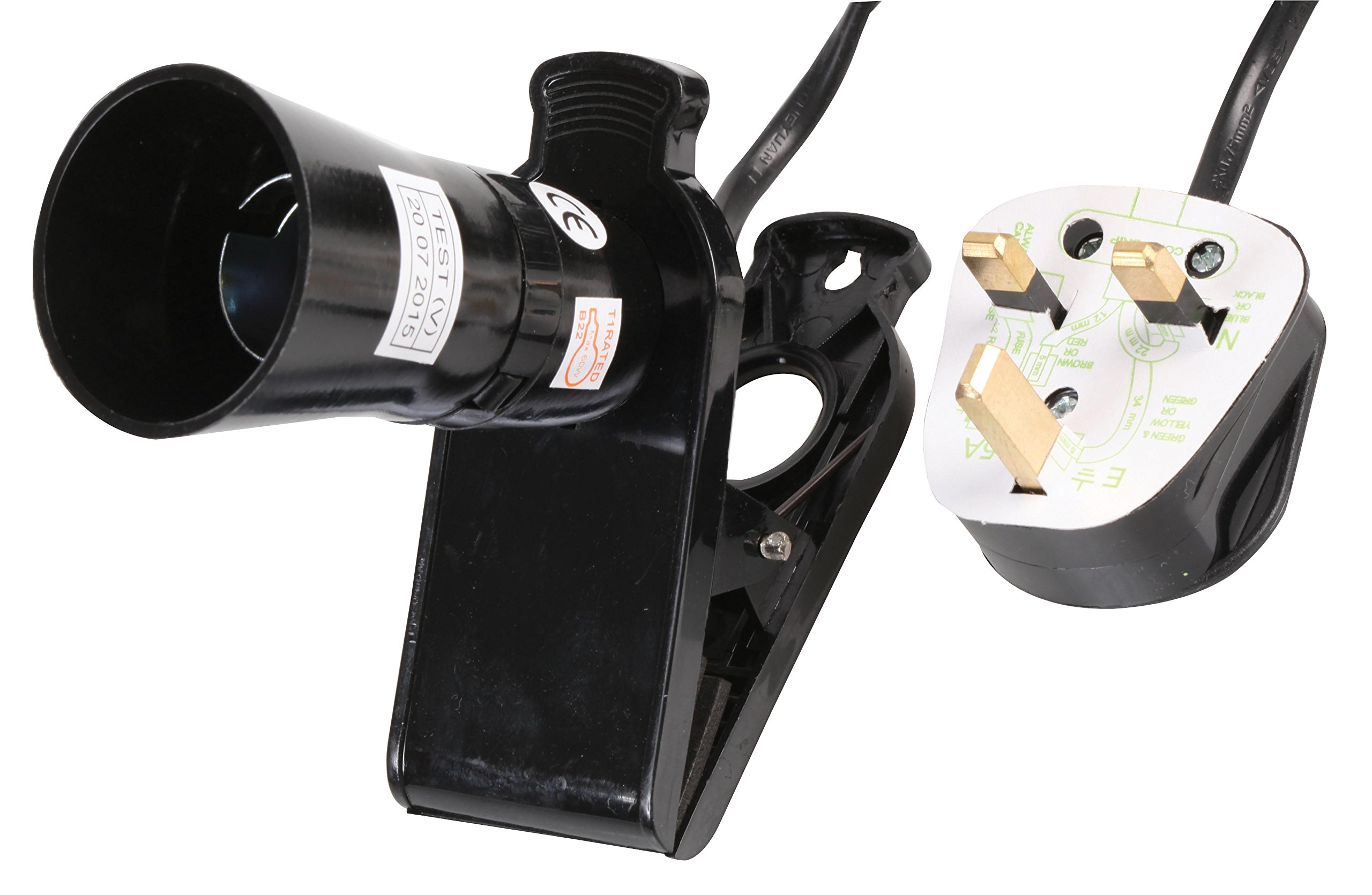 Ex-Pro Flexible Clip On Light Portable Reading Lamp Bulb Holder Switch 2 Meter Cable 60W Max - Black