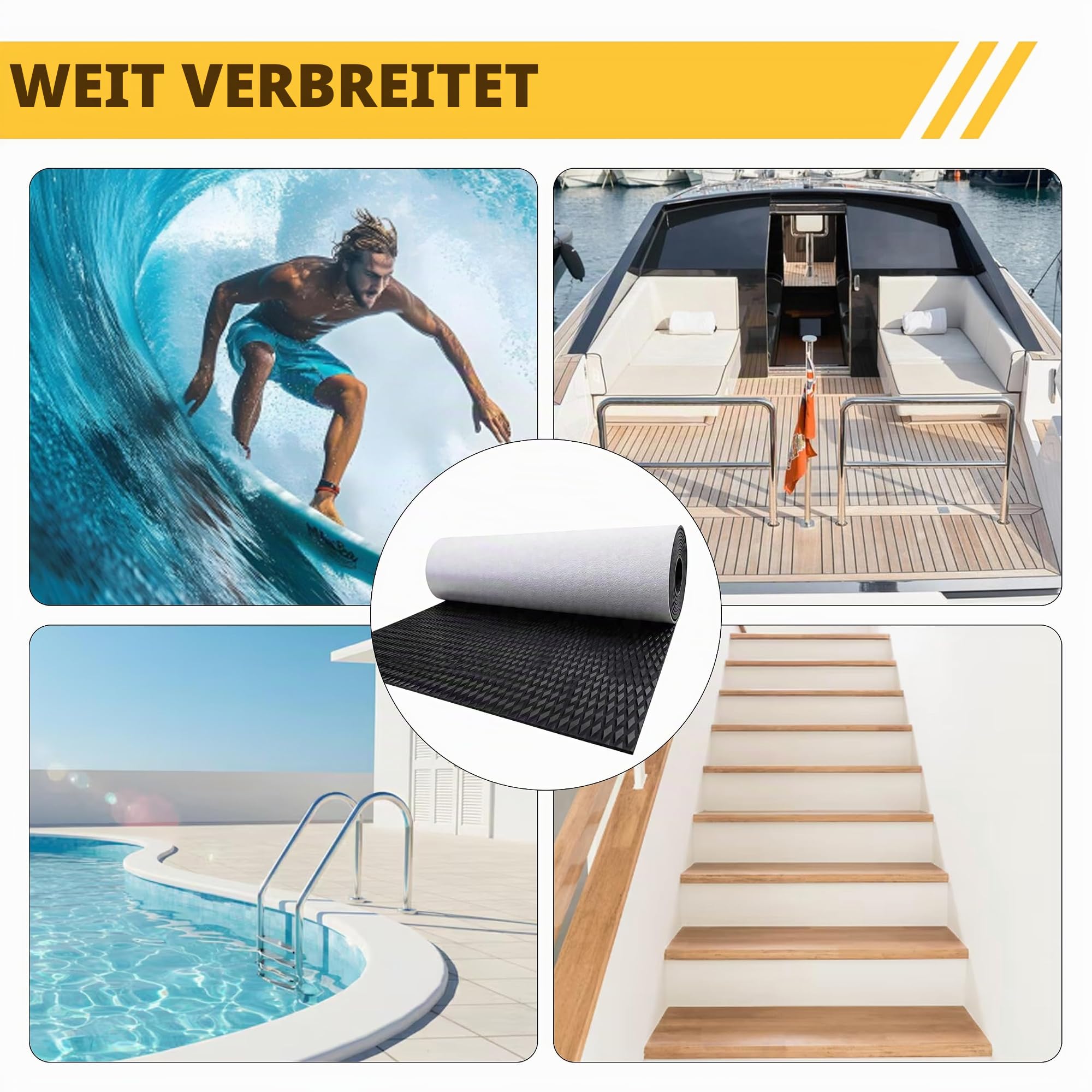 Eva Schaum Boot Bodenbelag, 5mm rutschfeste Eva Foam Bootsteppich, Selbstklebend Schaumgummi Matte für Jachten Motorboot Wohnmobil Fischerboot
