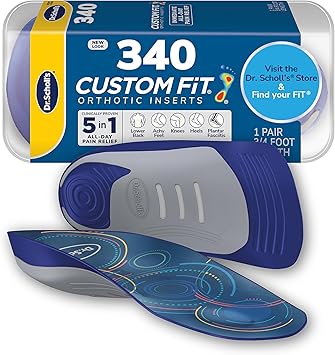 Dr. Scholls Custom Fit Orthotics 3/4 Length Arch Support Shoe Inserts - Plantar Fasciitis Relief Insoles for Men and Women, Immediate All-Day Total Lower Body Pain Relief, FSA HSA Eligible, CF340