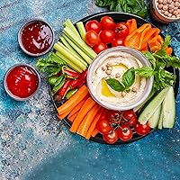 Vista 7 de Frcctre Paquete de 12 bandejas de plástico de 12 pulgadas con tapa, platos desechables de plástico para servir alimentos con tapas de cúpula