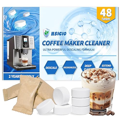48 Pack Coffee Machine Descaler &Cleaner Tablets-2-Years Supply,Deep Cleans Limescale&Coffee