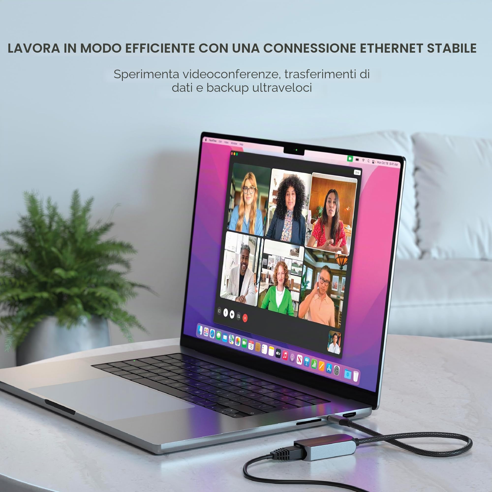 SATECHI Adattatore Ethernet USB-C 2.5Gbps | Connessione di rete ultra veloce, design compatto plug and play, per MacBook Air/Pro, laptop Windows, iPad e iPhone