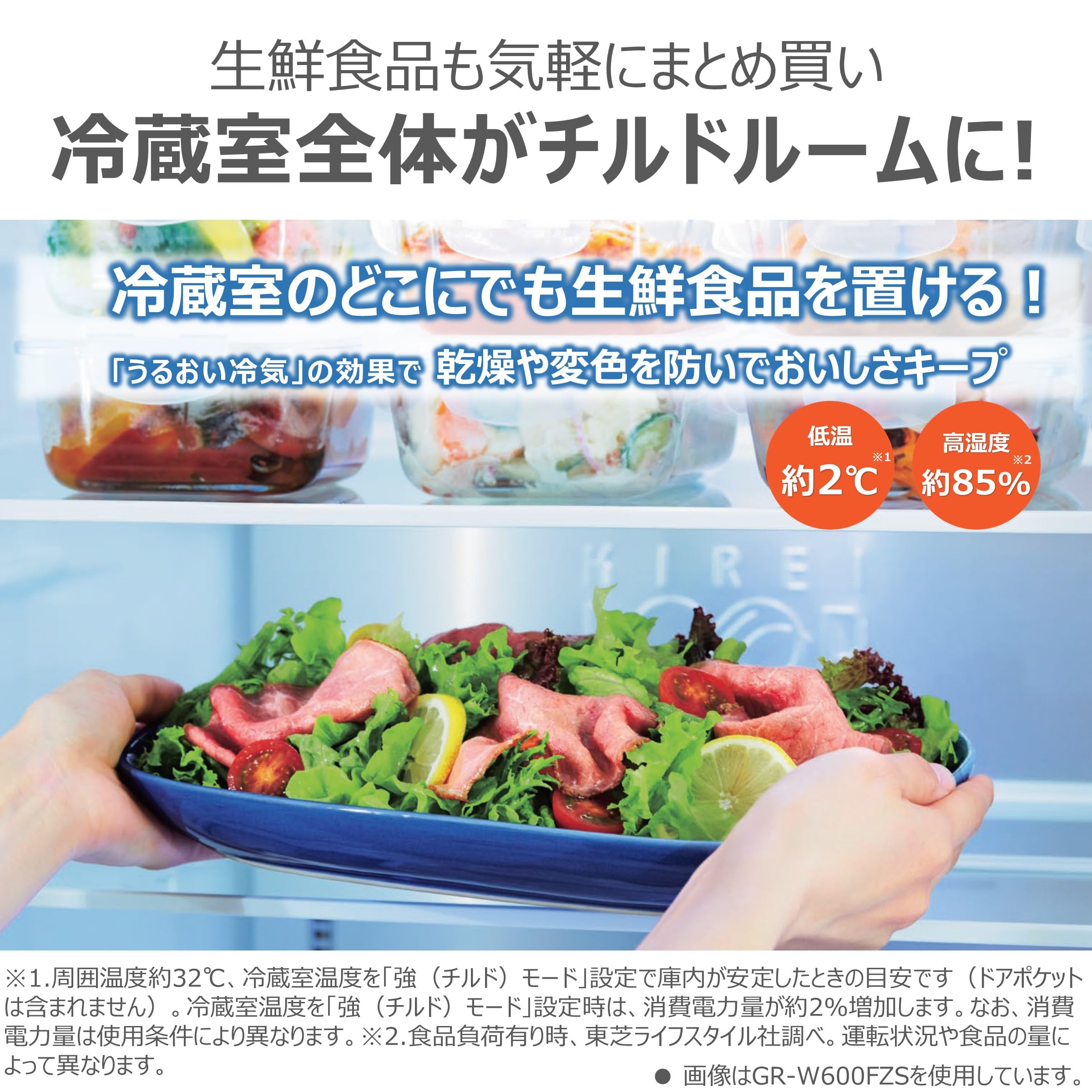 東芝 冷蔵庫 461L フレンチドア GR-Y460FZ ZH アッシュグレージュサムネイル7