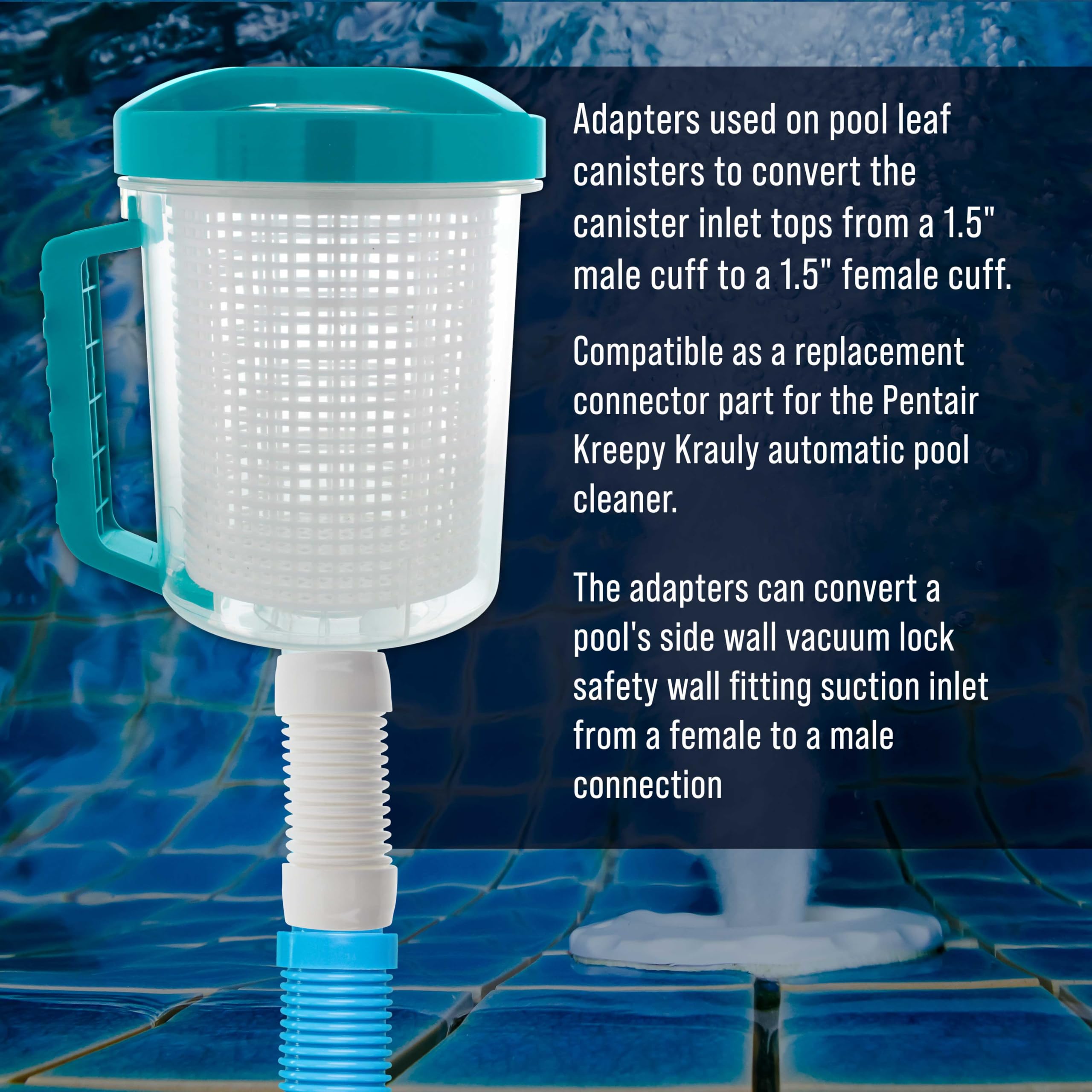 U.S. Pool Supply Adaptador de conector de manguera, conector hembra a hembra de 1.5 pulgadas, paquete de 2, conecta secciones de manguera de vacío macho, limpiadores automáticos de piscina, repuesto