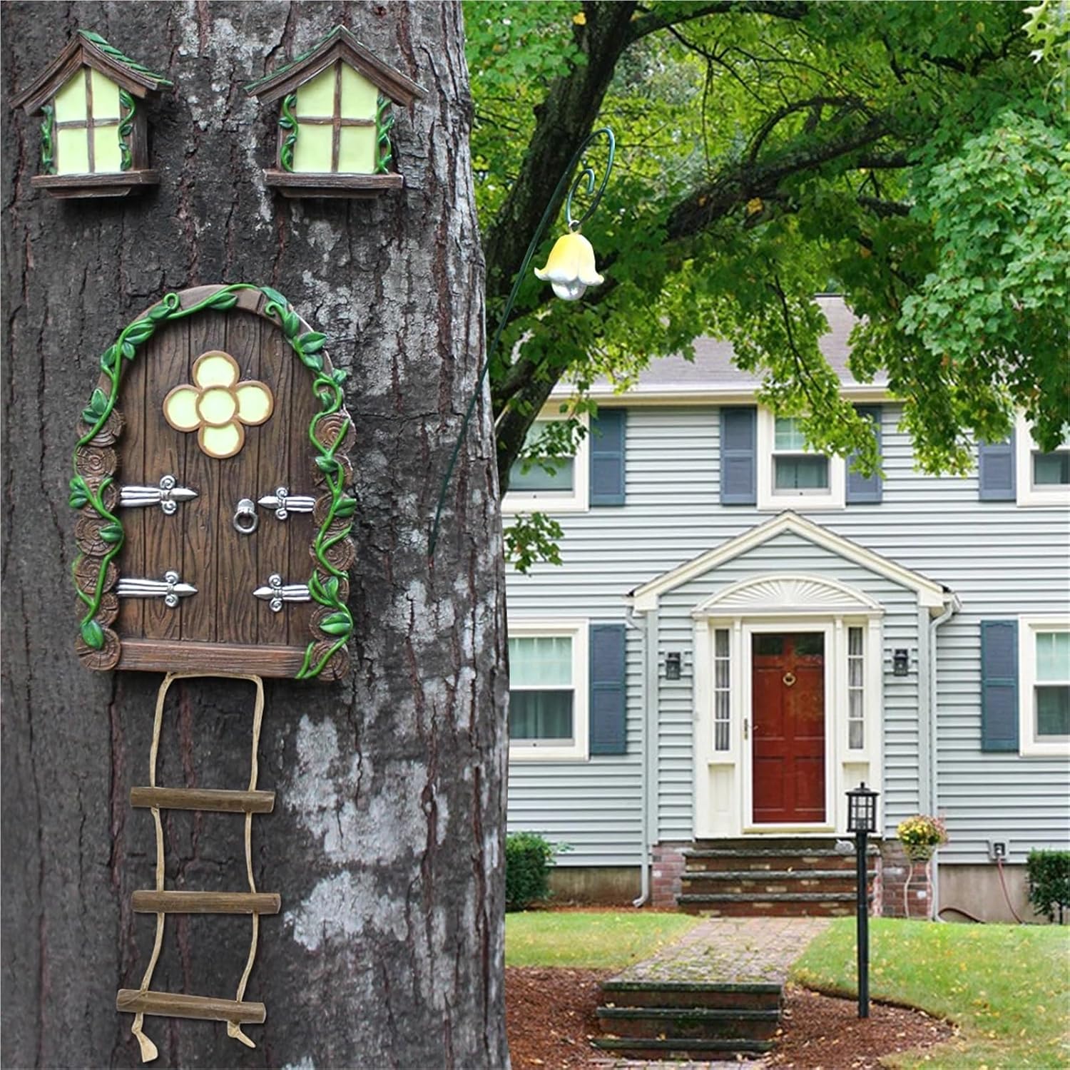 pureza Mini Fairy Tale Door Decorations - Charming Outdoor Garden Statue Stake for Patio and Lawn Decor