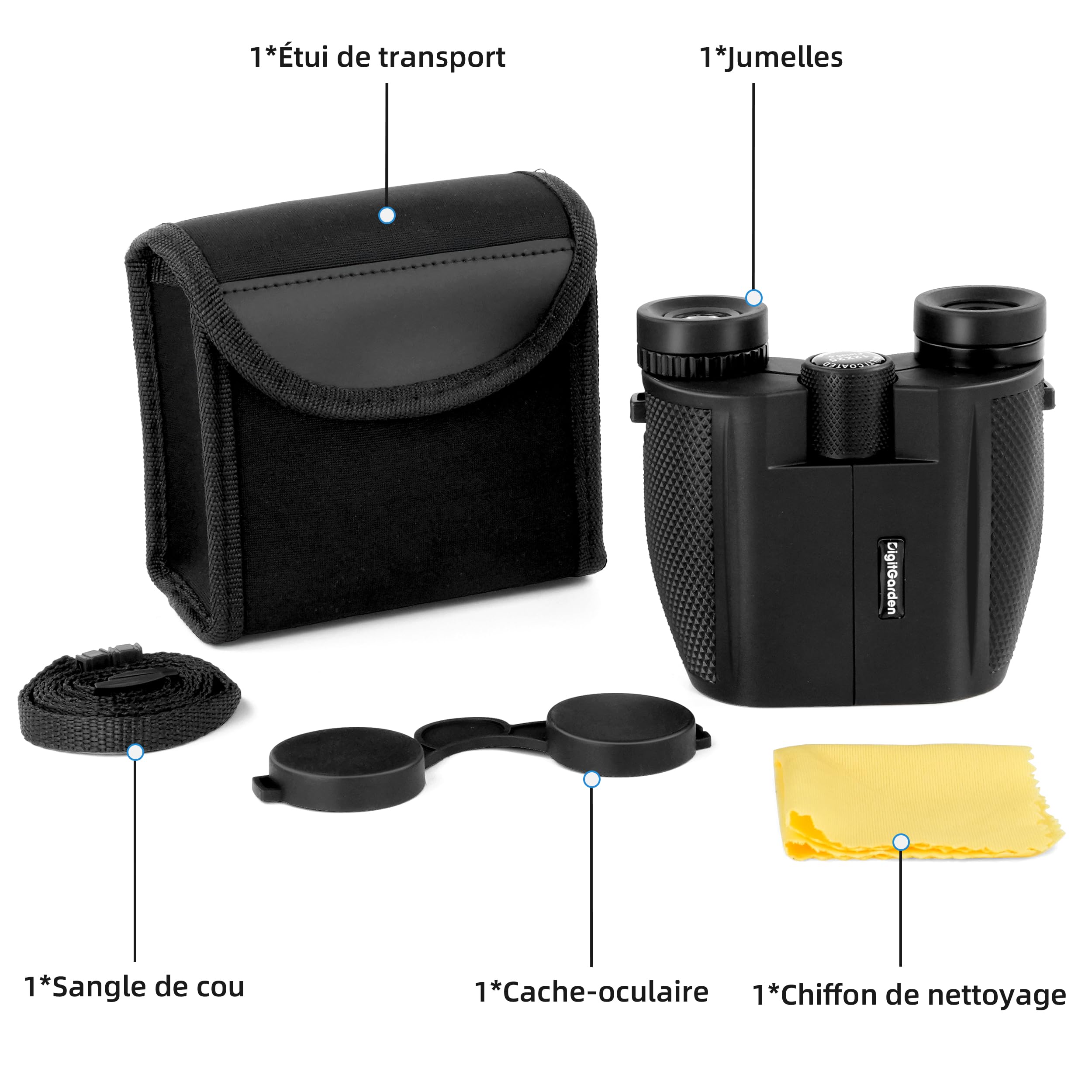 Jumelles 12x25 pour Adultes et Enfants, Compactes et légères, Mini Jumelles Pliables avec Prisme BAK4 et lentilles FMC, Idéales pour l'observation des Oiseaux, Les Concerts, la Chasse