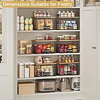 Vista 7 de keomaisyto Juego de 2 cestas de alambre apilables XL con parte superior de bambú, organizadores y almacenamiento de despensa, organización