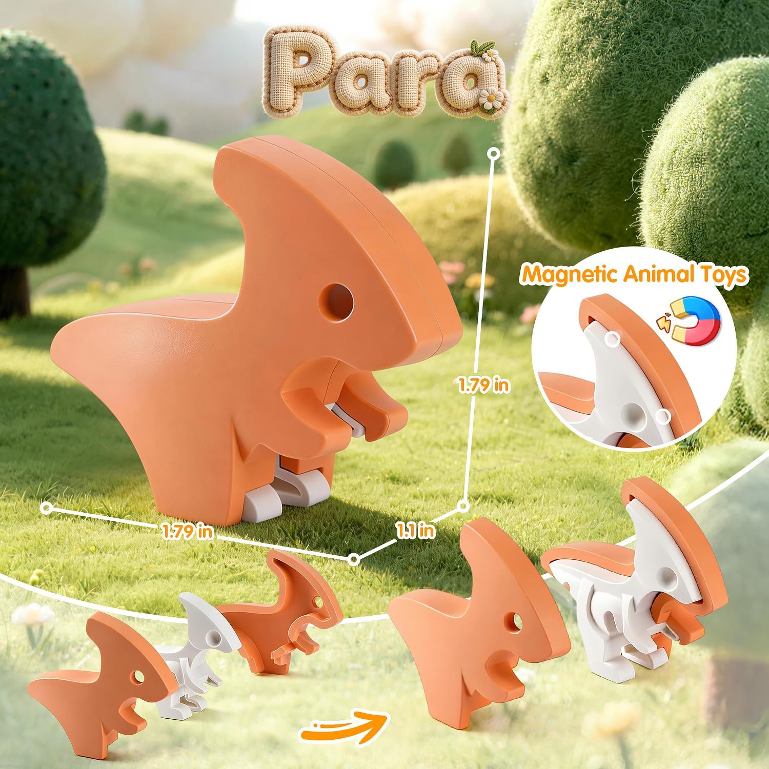 3D Magnetic Animals Toys for Kids 3-5, 6 Pcs Magnetic Animals Puzzles for Toddlers with Dinosaurs, Learning Educational Montessori Toys Gifts for Kids 3 4 5 6 7 8