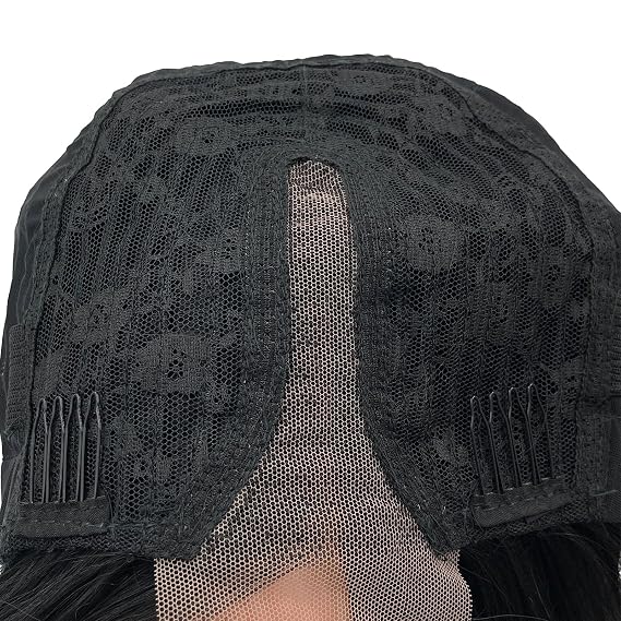 Long Wavy Black Wigs for Women Lace Hairline Middle Part Curly Wigs Natural Looking Synthetic Heat Resistant Fiber Daily Party Use 26