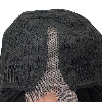 Long Wavy Black Wigs for Women Lace Hairline Middle Part Curly Wigs Natural Looking Synthetic Heat Resistant Fiber Daily Party Use 26
