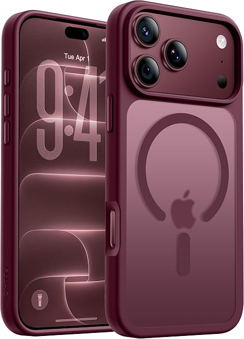 FLLAO für iPhone 18 Pro Hülle für Mag Safe, Burgunder