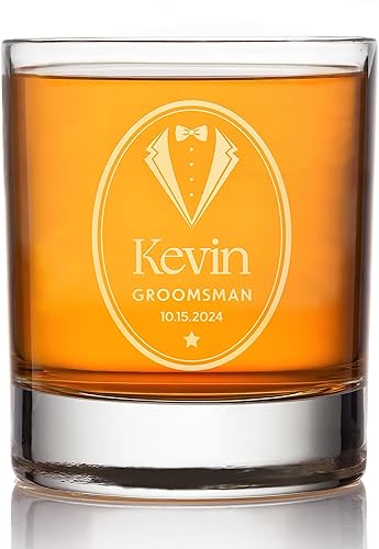 Vaso de whisky de padrinos de boda individual Regalo de propuesta, regalo de despedida de soltero personalizado, regalo de mejor hombre del novio,